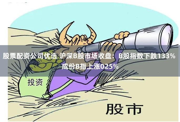 股票配资公司优选 沪深B股市场收盘：B股指数下跌133% 成份B指上涨025%